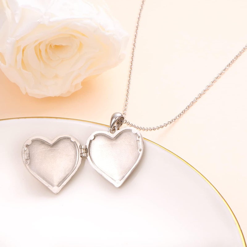 Ladytree S925 Sterling Silver Love Heart Mother and Daughter Keepsake Hold Pictures Photo Locket Memory Pendant Necklace Gifts for Women Grandma Mother Daughter - Image 2
